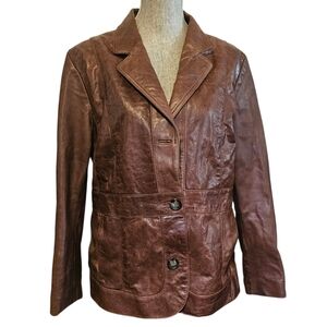 Calvin Klein Vintage Brown Leather Jacket - Women's Size XL